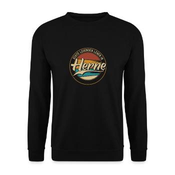 Herne Echte Legenden leben in Herneer - Unisex Pullover - Schwarz - Vorne - Alina (178cm) & Michal (187cm)