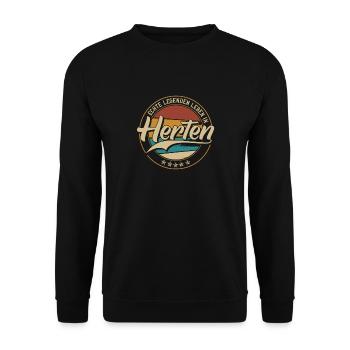 Herten Echte Legenden leben in Hertener - Unisex Pullover - Schwarz - Vorne - Alina (178cm) & Michal (187cm)