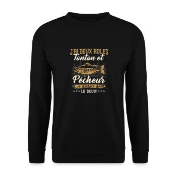 j'ai deux roles tonton et pecheur et je déchire - Sweat-shirt Unisexe - noir - Devant - Alina (178cm) & Michal (187cm)