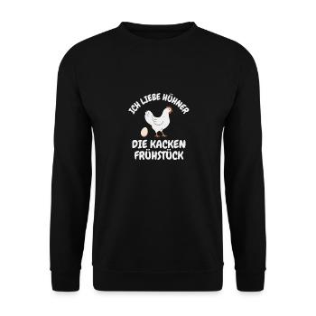 Ich liebe Hühner - Unisex Pullover - Schwarz - Vorne - Alina (178cm) & Michal (187cm)