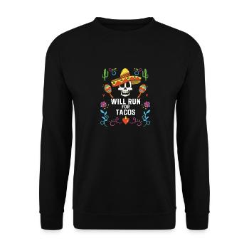 Will Run For Tacos Taco Eater Mexican Food Foodie - Unisex Sweatshirt - black - Front - Alina (178cm) & Michal (187cm)