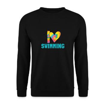 Schimmer Schwimmen I Love Swimming - Unisex Pullover - Schwarz - Vorne - Alina (178cm) & Michal (187cm)