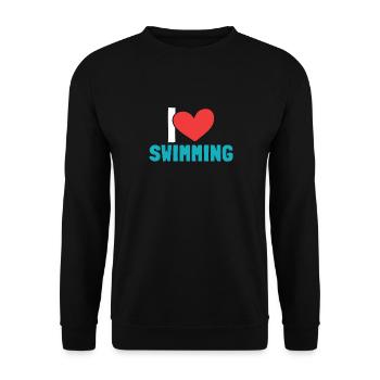 Schimmer Schwimmen I Love Swimming - Unisex Pullover - Schwarz - Vorne - Alina (178cm) & Michal (187cm)