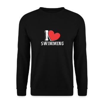 Schimmer Schwimmen I Love Swimming - Unisex Pullover - Schwarz - Vorne - Alina (178cm) & Michal (187cm)