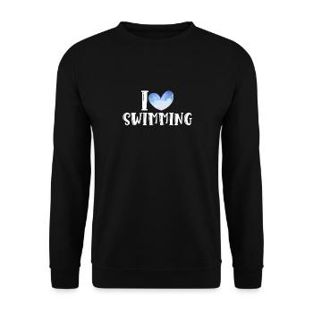 Schimmer Schwimmen I Love Swimming - Unisex Pullover - Schwarz - Vorne - Alina (178cm) & Michal (187cm)