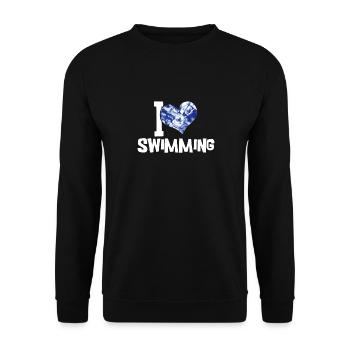 Schimmer Schwimmen I Love Swimming - Unisex Pullover - Schwarz - Vorne - Alina (178cm) & Michal (187cm)