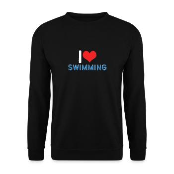 Schimmer Schwimmen I Love Swimming - Unisex Pullover - Schwarz - Vorne - Alina (178cm) & Michal (187cm)