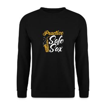 Pratiquez Safe Sax Saxophoniste Saxophoniste - Sweat-shirt Unisexe - noir - Devant - Alina (178cm) & Michal (187cm)
