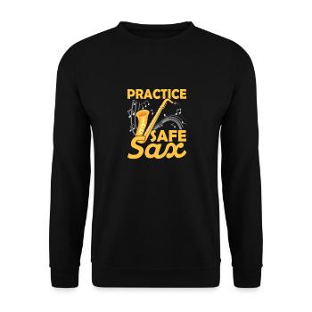 Pratiquez Safe Saxophonist Saxophonist Saxophone Player - Sweat-shirt Unisexe - noir - Devant - Alina (178cm) & Michal (187cm)