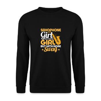 Saxophone Girl Just a Normal Girl But With More Sw - Unisex Pullover - Schwarz - Vorne - Alina (178cm) & Michal (187cm)