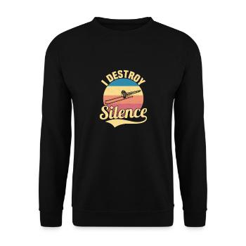 I Destroy Silence Trombone Player Marching Band Tr - Unisex Sweatshirt - black - Front - Alina (178cm) & Michal (187cm)