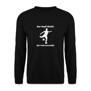 Der Kopf denkt, der Fuß versenkt - Unisex Pullover - Schwarz - Vorne - Alina (178cm) & Michal (187cm)