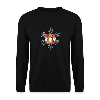 Drei Wichtel Schneeflocke - Familie Weihnachten - Unisex Pullover - Schwarz - Vorne - Alina (178cm) & Michal (187cm)
