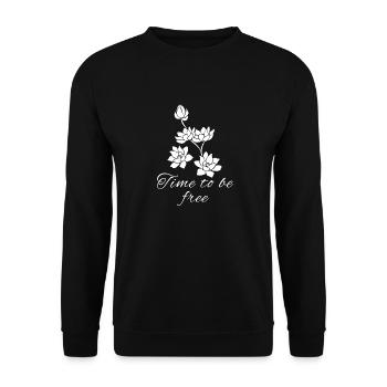 Zeit, Frei Zu Sein Magnolienbaumblume Blüht - Unisex Pullover - Schwarz - Vorne - Alina (178cm) & Michal (187cm)