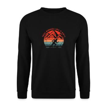 Trail runners like dirty natural mountains - Unisex Sweatshirt - black - Front - Alina (178cm) & Michal (187cm)