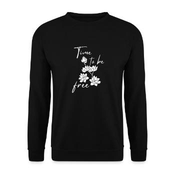 Zeit, Frei Zu Sein Magnolienbaumblume Blüht - Unisex Pullover - Schwarz - Vorne - Alina (178cm) & Michal (187cm)