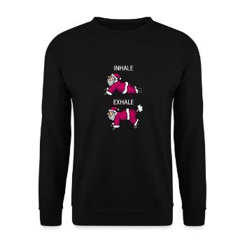 Santa Claus Fart Stretching Sport Weihnachten - Unisex Pullover - Schwarz - Vorne - Alina (178cm) & Michal (187cm)