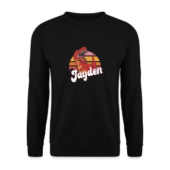JAYDEN - Beautiful boy name with T-REX Dino - Unisex Sweatshirt - black - Front - Alina (178cm) & Michal (187cm)