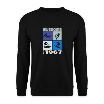 Awesome since 1967. Wakeboard Lifestyle Vintage - Unisex Pullover - Schwarz - Vorne - Alina (178cm) & Michal (187cm)