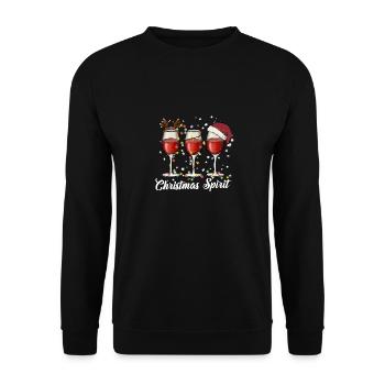 Funny Christmas Spirits Glasses Of Wine Pajama - Unisex Sweatshirt - black - Front - Alina (178cm) & Michal (187cm)
