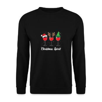 Funny Christmas Spirits Glasses Of Wine Pajama - Unisex Pullover - Schwarz - Vorne - Alina (178cm) & Michal (187cm)
