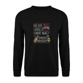 Ho Ho Hol Mir Mal Einen Whisky Ugly Christmas - Unisex Pullover - Schwarz - Vorne - Alina (178cm) & Michal (187cm)