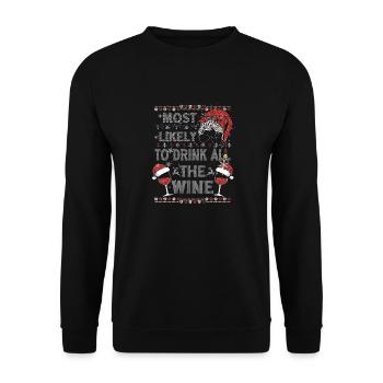 Most likely to drink all the wine Lights Pajama - Unisex Pullover - Schwarz - Vorne - Alina (178cm) & Michal (187cm)