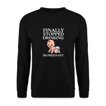 Drôle a finalement arrêté de boire Je suis enceinte - Sweat-shirt Unisexe - noir - Devant - Alina (178cm) & Michal (187cm)