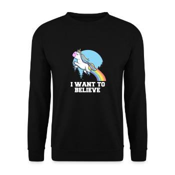 Je veux croire Licorne mignonne avec Rainbow Design - Sweat-shirt Unisexe - noir - Devant - Alina (178cm) & Michal (187cm)