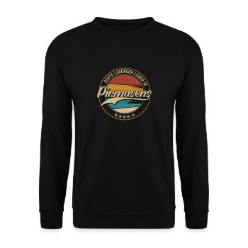 Pirmasens Echte Legenden leben in Pirmasenser - Unisex Pullover - Schwarz - Vorne - Alina (178cm) & Michal (187cm)