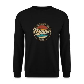 Mayen Echte Legenden leben in Mayener - Unisex Pullover - Schwarz - Vorne - Alina (178cm) & Michal (187cm)