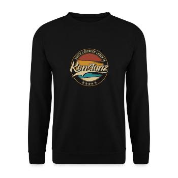 Konstanz Echte Legenden leben in Konstanzer - Unisex Pullover - Schwarz - Vorne - Alina (178cm) & Michal (187cm)
