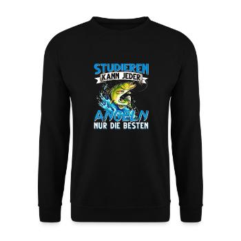 Studieren Kann Jeder Angeln nur die Besten - Unisex Pullover - Schwarz - Vorne - Alina (178cm) & Michal (187cm)