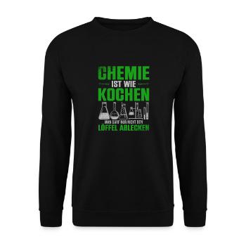 Chemie Ist Wie Kochen Löffel Ablecken - Unisex Pullover - Schwarz - Vorne - Alina (178cm) & Michal (187cm)