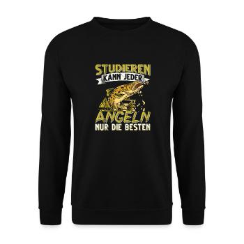 Studieren Kann Jeder Angeln nur die Besten - Unisex Pullover - Schwarz - Vorne - Alina (178cm) & Michal (187cm)