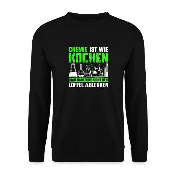 Chemie Ist Wie Kochen Löffel Ablecken - Unisex Pullover - Schwarz - Vorne - Alina (178cm) & Michal (187cm)