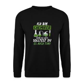 Ich Bin Chemiker Wenn Ich Laufe Solltest Du Es - Unisex Pullover - Schwarz - Vorne - Alina (178cm) & Michal (187cm)