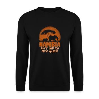 Namibia Ruft Und Ich Muss Gehen Afrika Wildlife - Unisex Pullover - Schwarz - Vorne - Alina (178cm) & Michal (187cm)
