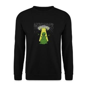 Lustiges Alien und Ufo Schneeman Winter Outift - Unisex Pullover - Schwarz - Vorne - Alina (178cm) & Michal (187cm)