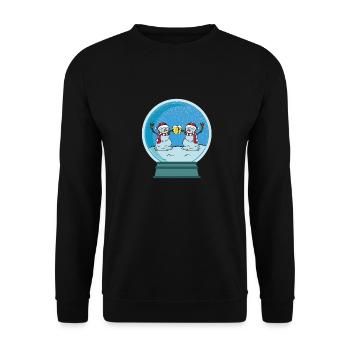 Bier trinkenden Schneemänner Lustiges Winter - Unisex Pullover - Schwarz - Vorne - Alina (178cm) & Michal (187cm)