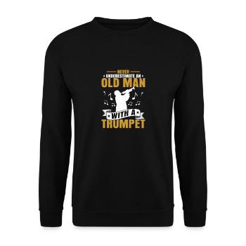 Ne sous-estimez jamais un vieil homme avec une trompette - Sweat-shirt Unisexe - noir - Devant - Alina (178cm) & Michal (187cm)