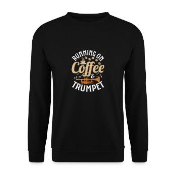 Running On Coffee & Trumpet Trumpeter Player - Unisex Pullover - Schwarz - Vorne - Alina (178cm) & Michal (187cm)