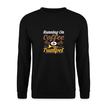 Running On Coffee & Trumpet Player Trumpeter - Unisex Pullover - Schwarz - Vorne - Alina (178cm) & Michal (187cm)
