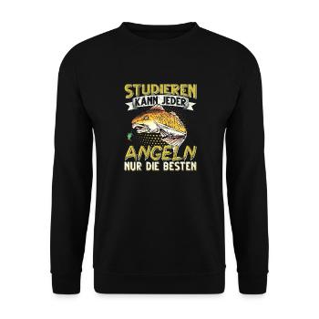 Studieren Kann Jeder Angeln nur die Besten - Unisex Pullover - Schwarz - Vorne - Alina (178cm) & Michal (187cm)