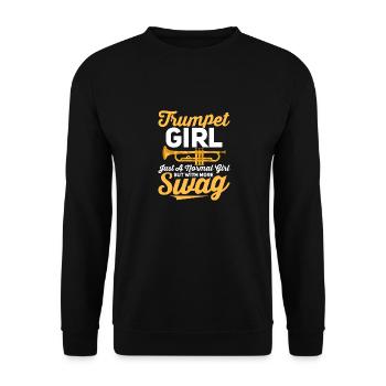 Trumpet Girl Just a Normal Girl But With More Swag - Unisex Pullover - Schwarz - Vorne - Alina (178cm) & Michal (187cm)