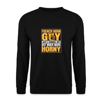 Français Horn Guy juste un gars normal Joueur de cor Hor - Sweat-shirt Unisexe - noir - Devant - Alina (178cm) & Michal (187cm)