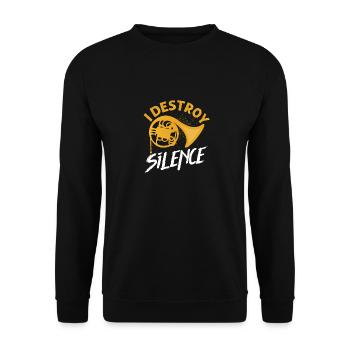 I Destroy Silence Hornist Horn Player - Unisex Pullover - Schwarz - Vorne - Alina (178cm) & Michal (187cm)