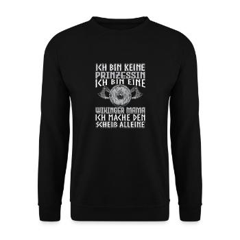Ich Bin Keine Prinzessin Wikinger Mama Kriegerin - Unisex Pullover - Schwarz - Vorne - Alina (178cm) & Michal (187cm)