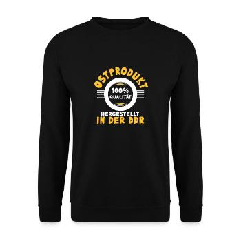 Ostprodukt Ostdeutscher Spruch DDR Ostdeutschland - Unisex Pullover - Schwarz - Vorne - Alina (178cm) & Michal (187cm)
