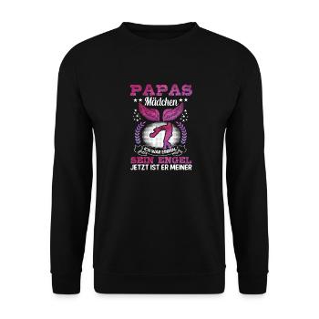 Papas Mädchen Ich War Einmal Sein Engel Jetzt Ist - Unisex Pullover - Schwarz - Vorne - Alina (178cm) & Michal (187cm)